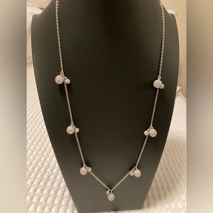 Fashion Silver Tone Necklace with attached disco balls on chain.
